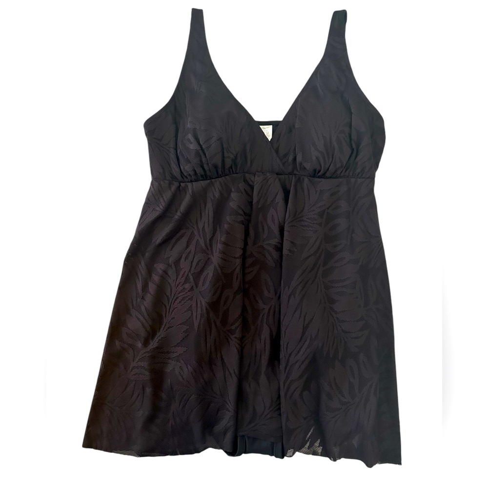 Swim Solutions Fern Print Flyaway Swim Dress - Picture 3 of 4
